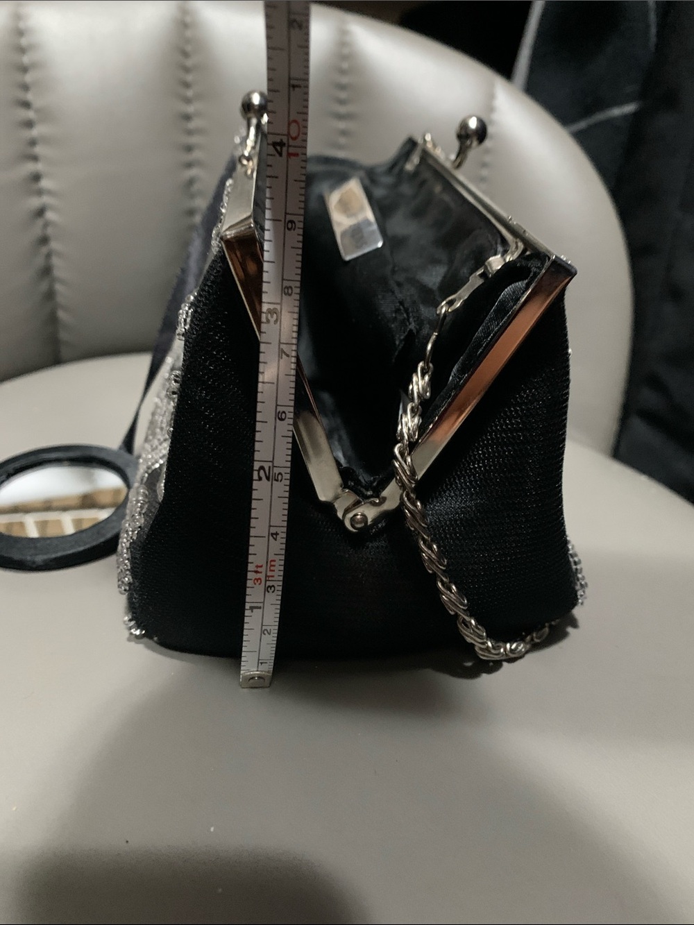 Valerie Stevens Black Beaded Silver Accent Evening Clutch - Picture 8 of 8